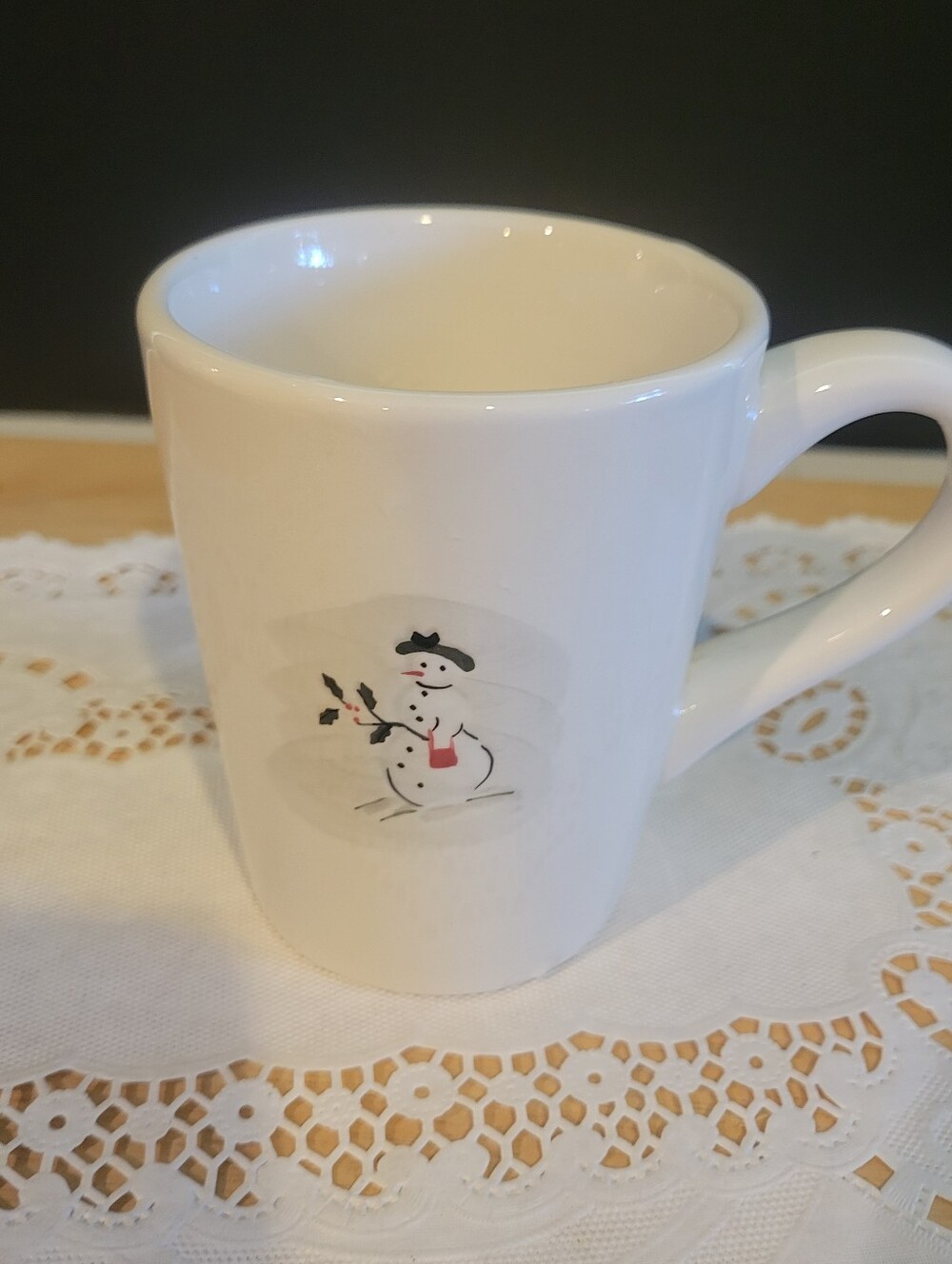 Williams Sonoma Snowman Coffee Mugs Cups Cocoa Hot Chocolate 4" Tall